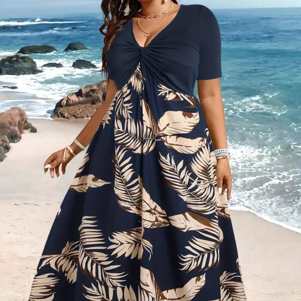 Women Plus Size Elegant Long Maxi Beach Holiday Vacation Summer Dress 18W - 22W